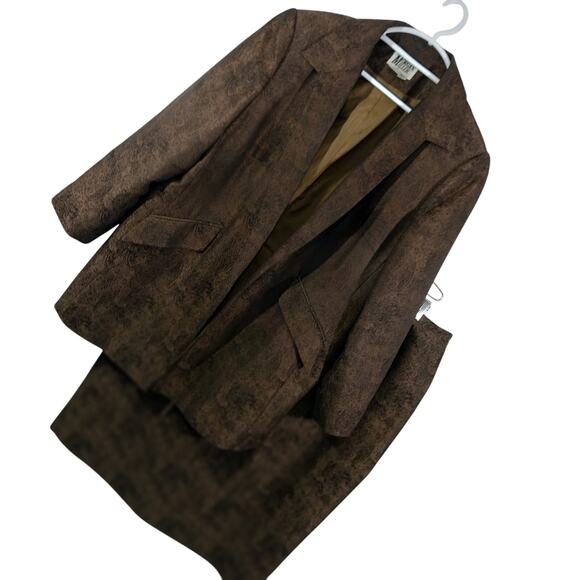 MORGAN MILLER! FAB BRONZE/BLACK ABSTRACT SWIRL PATTERN 2 PC SKIRT SUIT! SZ 24W - Picture 13 of 13